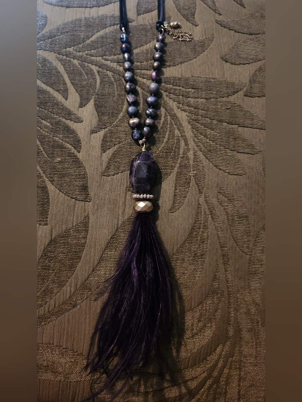 Chico's Long Tahitan Pearl & Amethyst Necklace